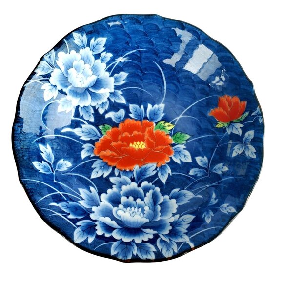 Arita Ware Japanese Porcelain 3 Bowls Blue Cobalt Pottery Floral Designs - Picture 10 of 10